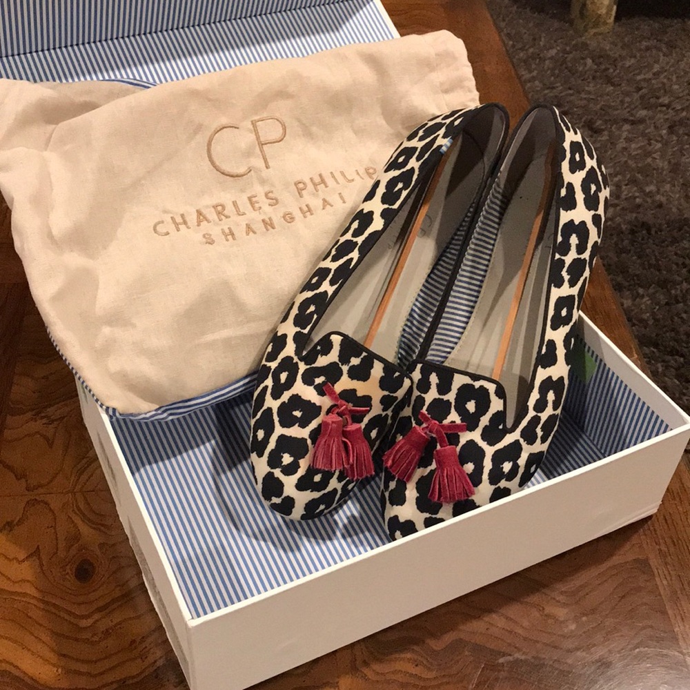Charles Philip Shanghai size 11 leopard loafers